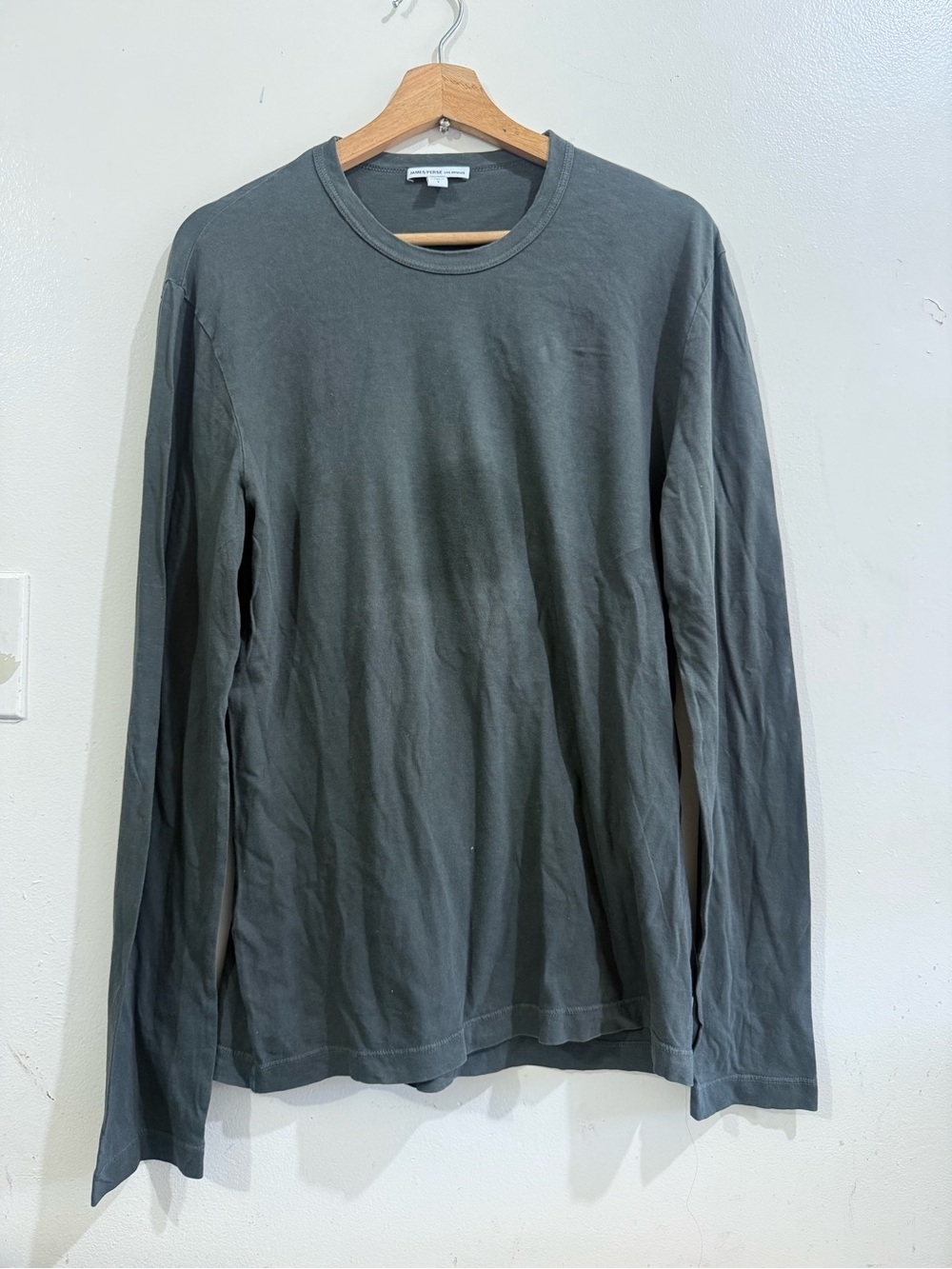 James Perse Charcoal Long-Sleeve Crewneck Tee